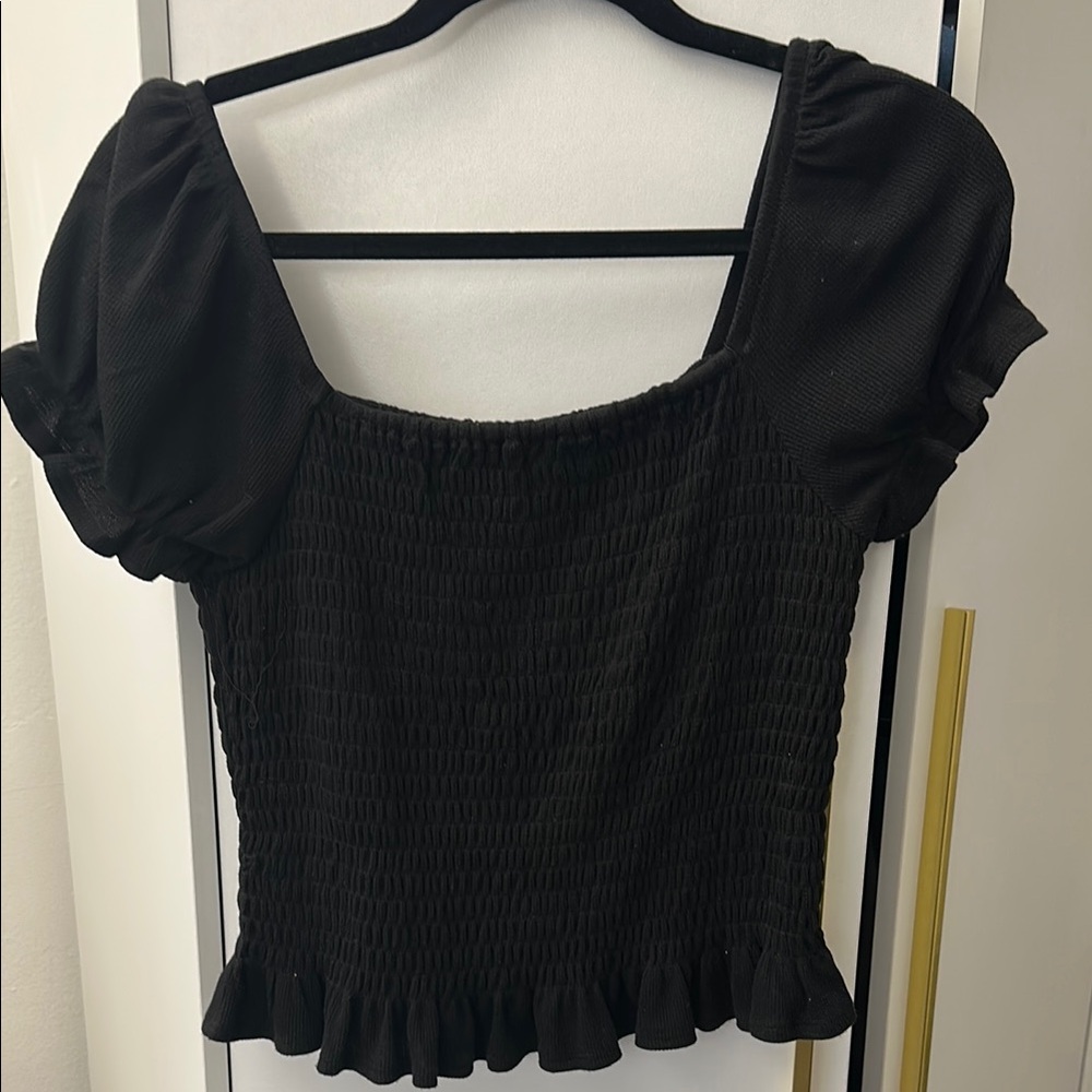 Elegant Black Smocked Top